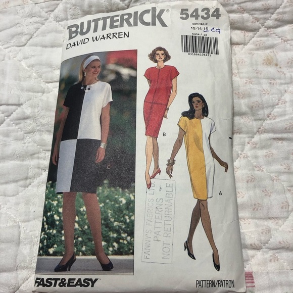 Butterick David Warren Dress Pattern 5434 - 12/14/16 cut to 16 - Picture 1 of 7